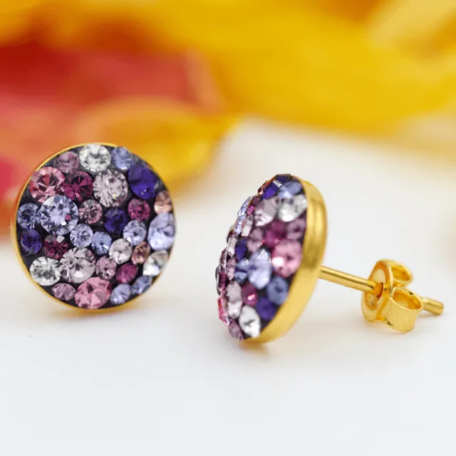 Chaton Ball Purple cercei argint 925 suflat cu aur