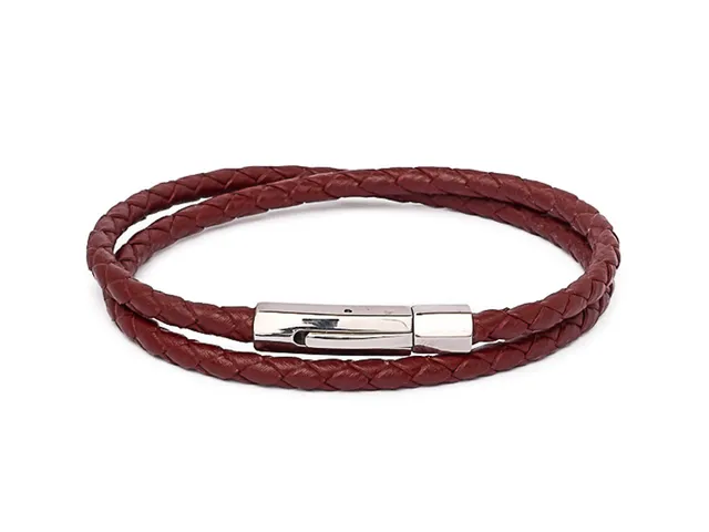 dualstax No.7 brățară piele roșu bordeaux 3mm