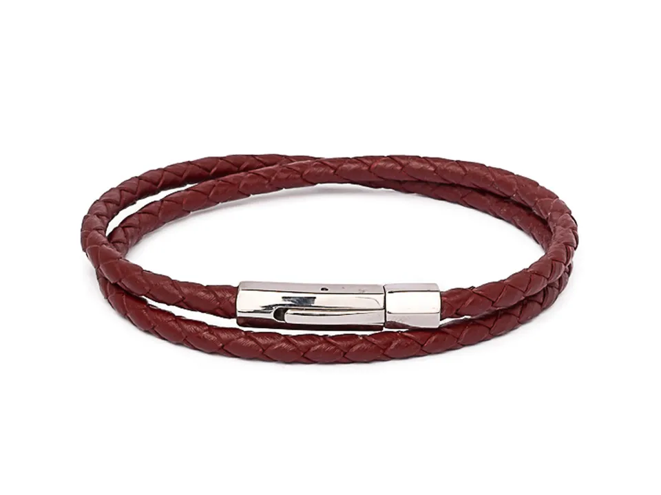 dualstax No.7 brățară piele roșu bordeaux 3mm