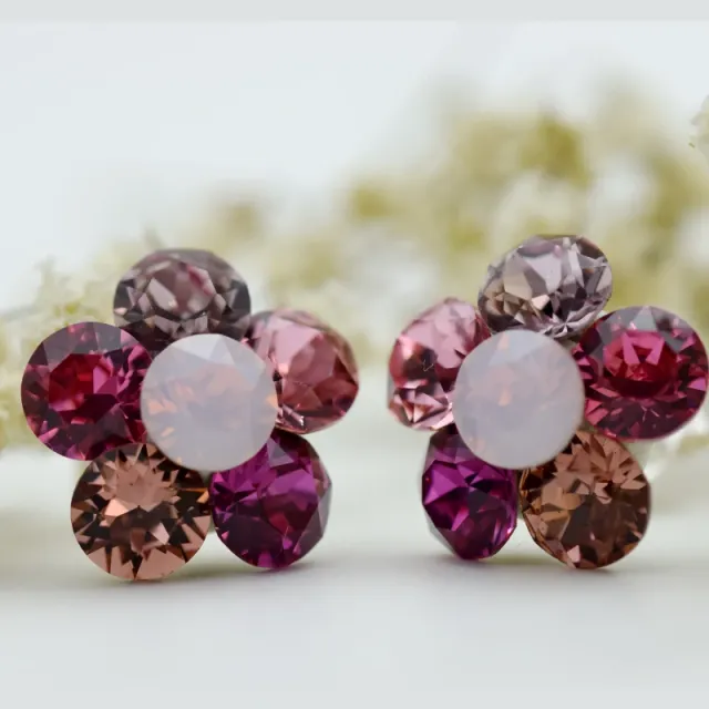 Margeluta.dincristal Big Chaton Flower cercei Swarovski Argint 925