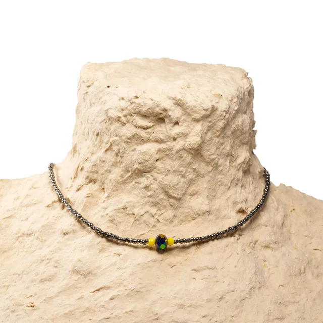 CrisFeather Alexis choker mărgele gri cu cristale