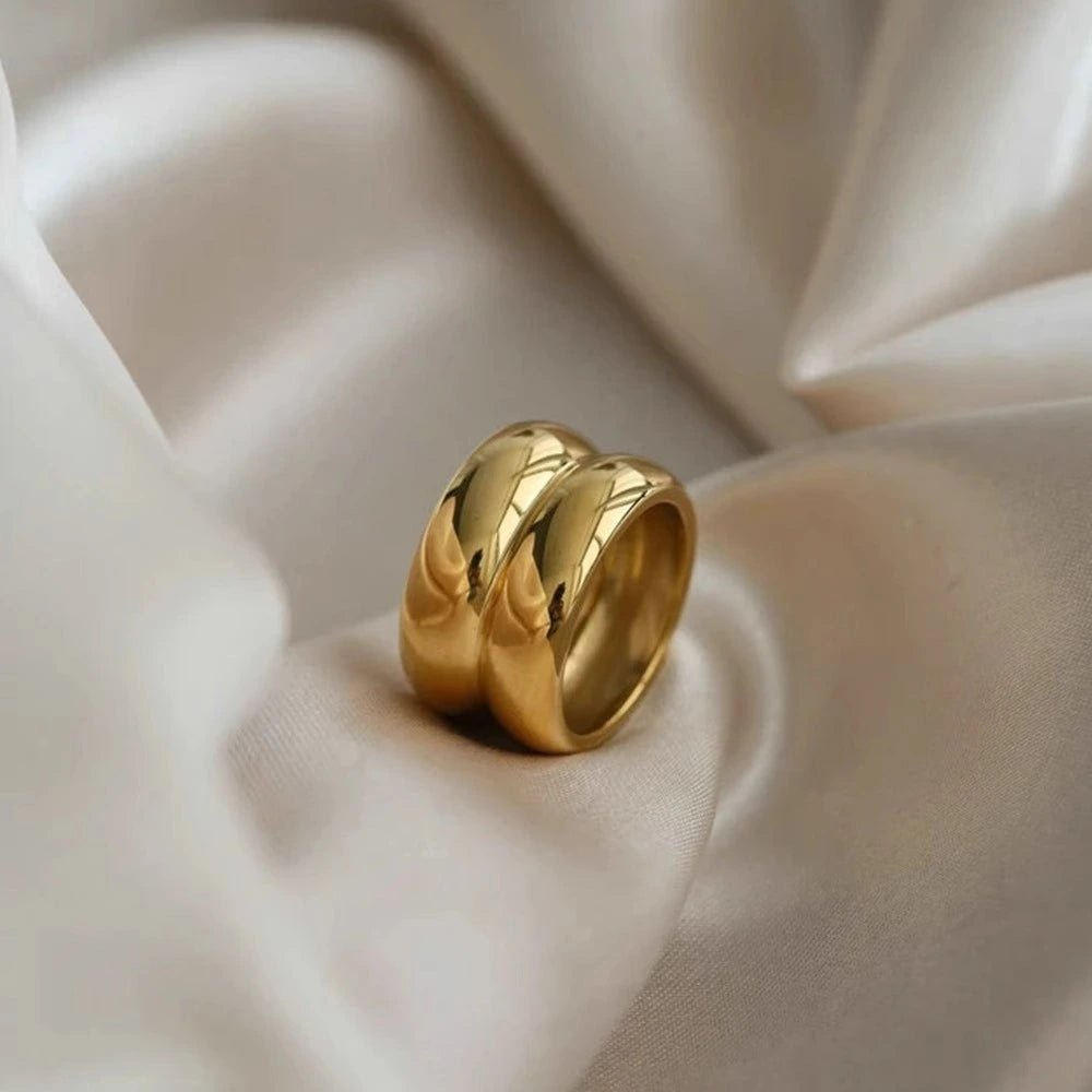 Rafini Double inel dublu placat aur 18K marimea 8