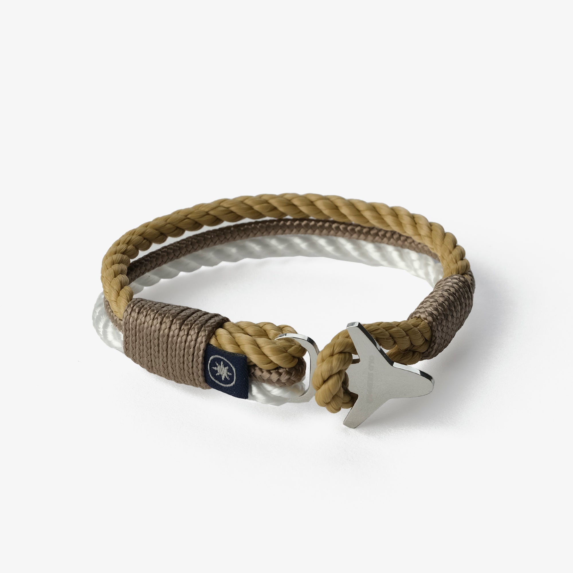 Old Skipper Seafarer Wheel brățară frânghie bej-alb