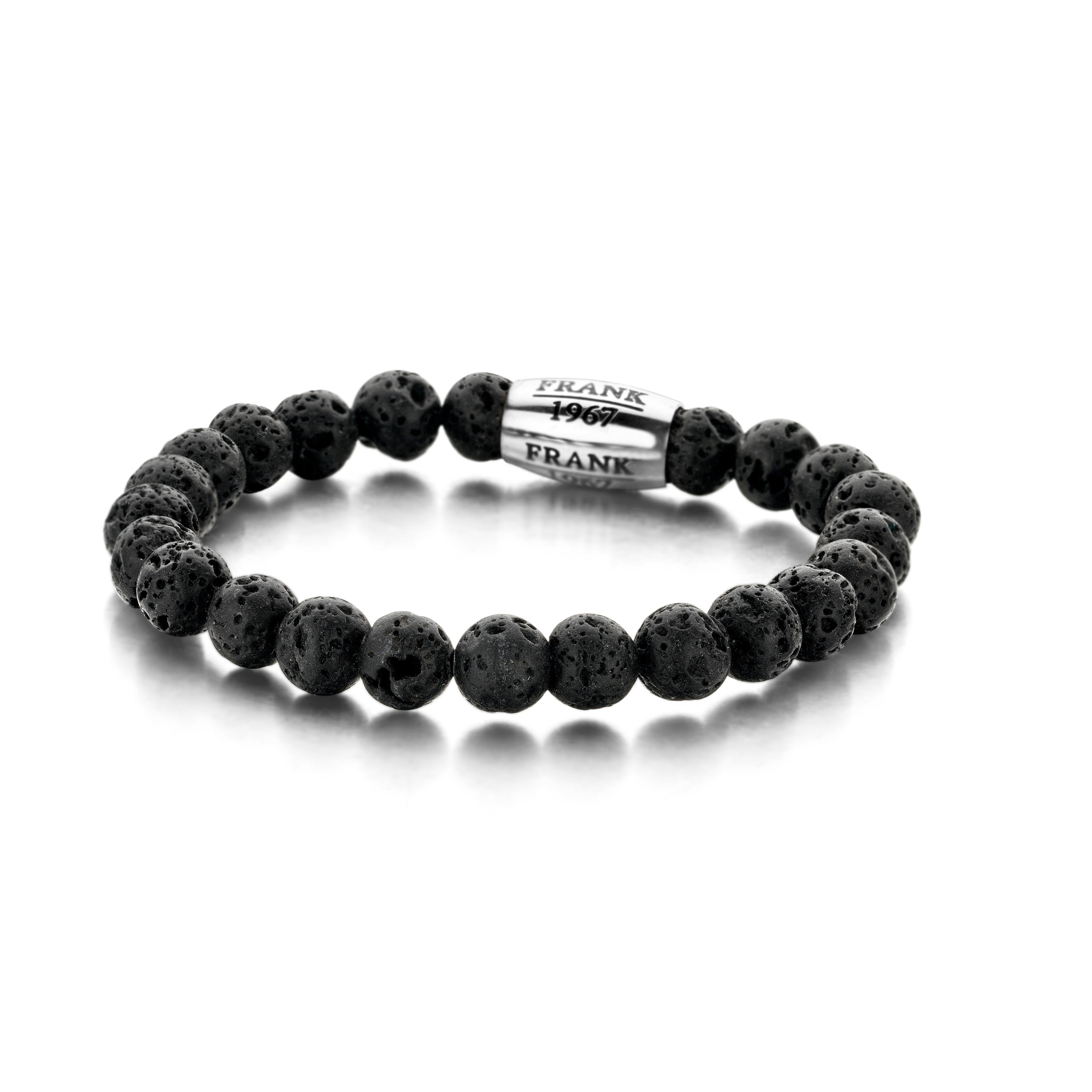 Frank 1967 Lava Stone bratara barbati margele negre 18,5 cm