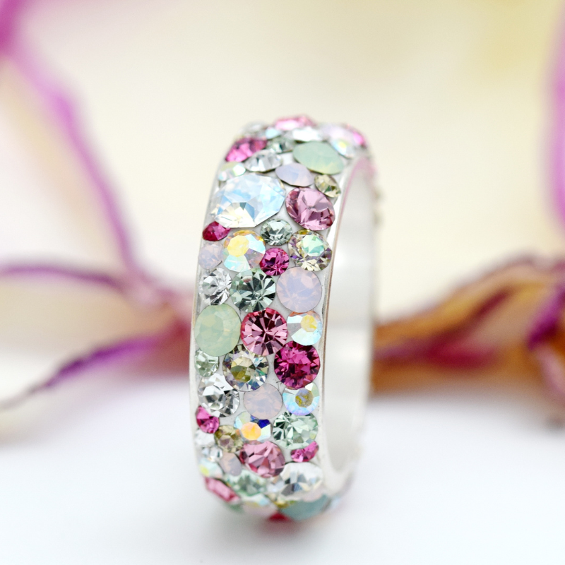 Margeluta.dincristal Pastel inel verigheta argint 925 cristale
