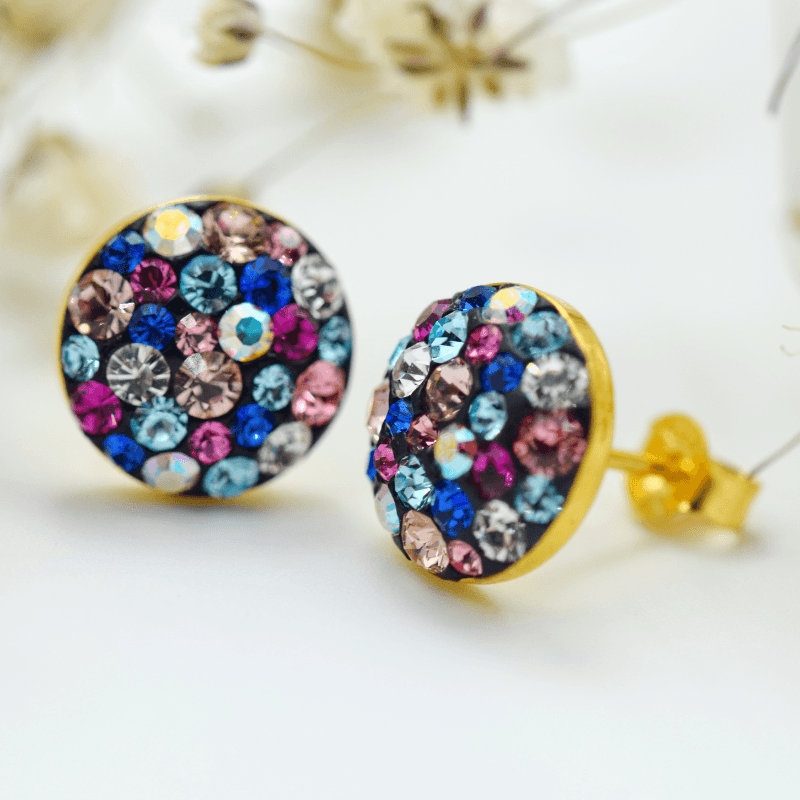 Margeluta.dincristal Chaton Ball Multi cercei surub auriti 10mm