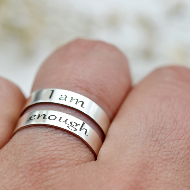 Margeluta.dincristal I am enough inel reglabil gravat argint 925