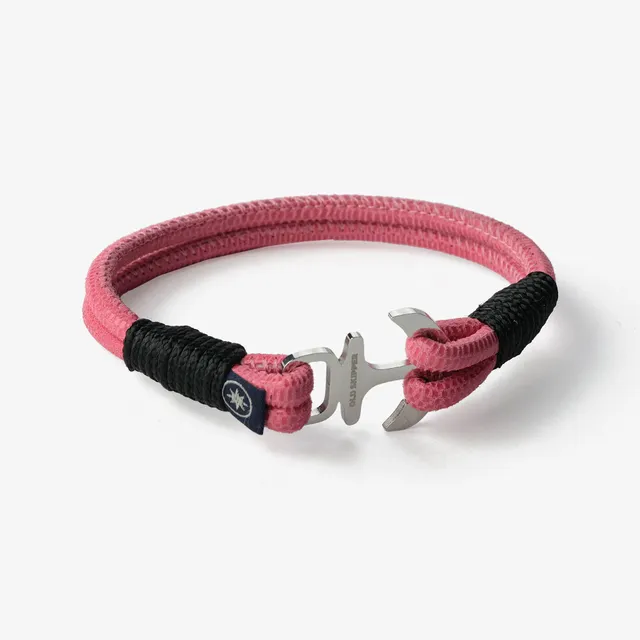 Old Skipper Pink Horizon Anchor bratara piele roz