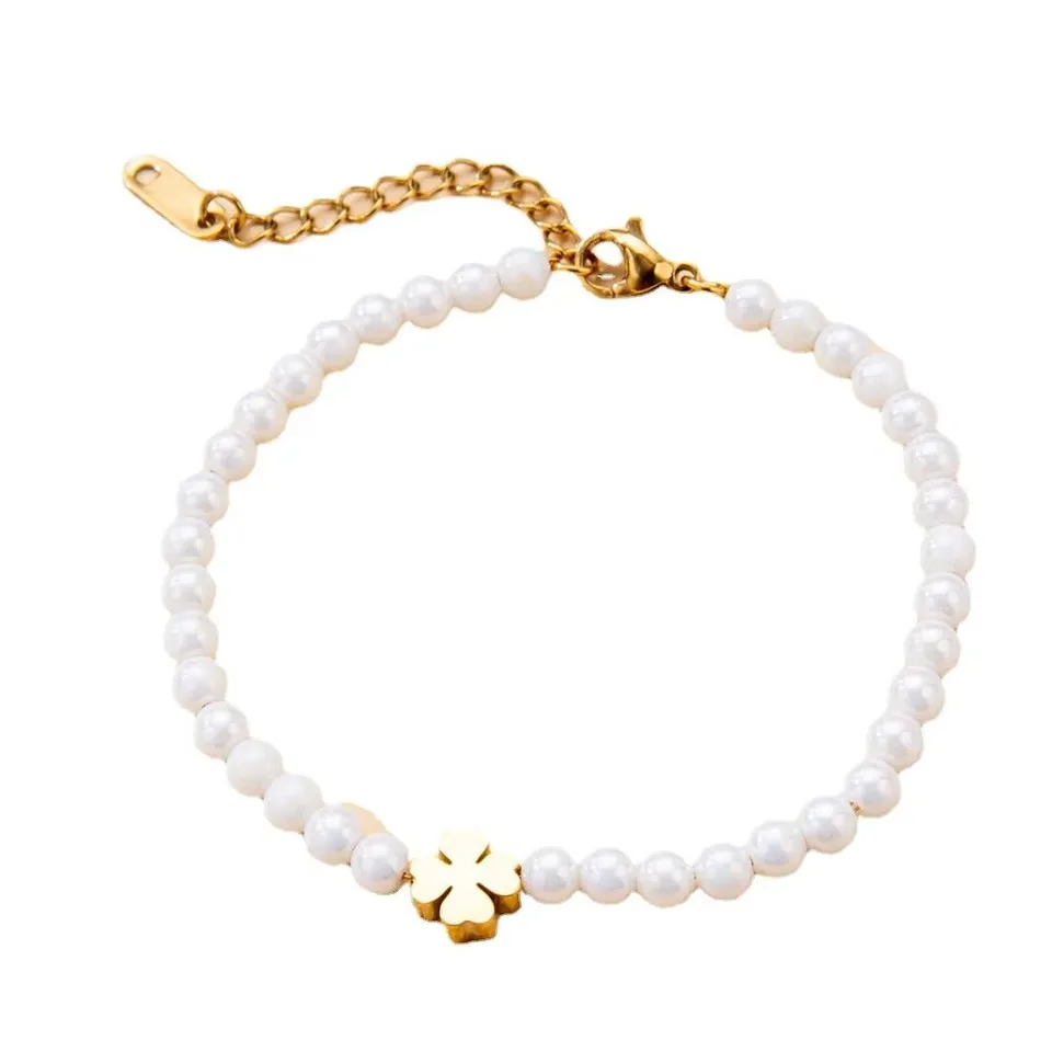 Rafini White Clover bratara aur 18K