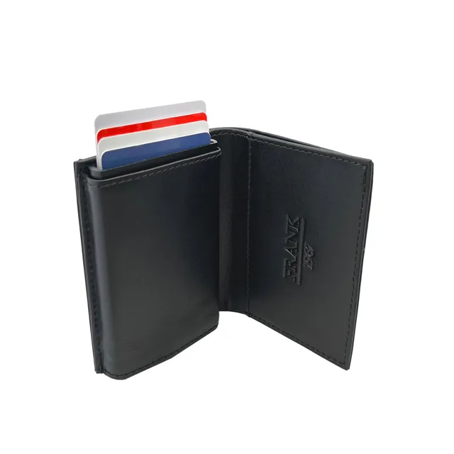 Frank 1967 Leather Card portofel piele negru pop-up