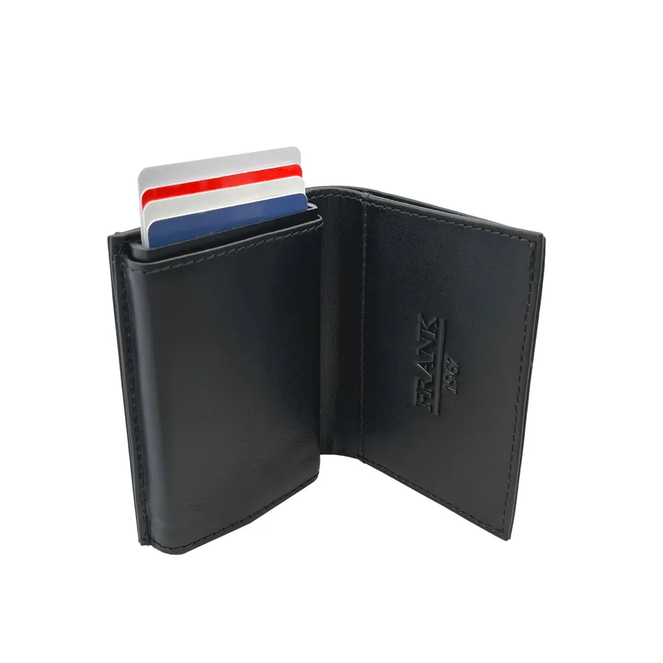 Frank 1967 Leather Card portofel piele negru pop-up