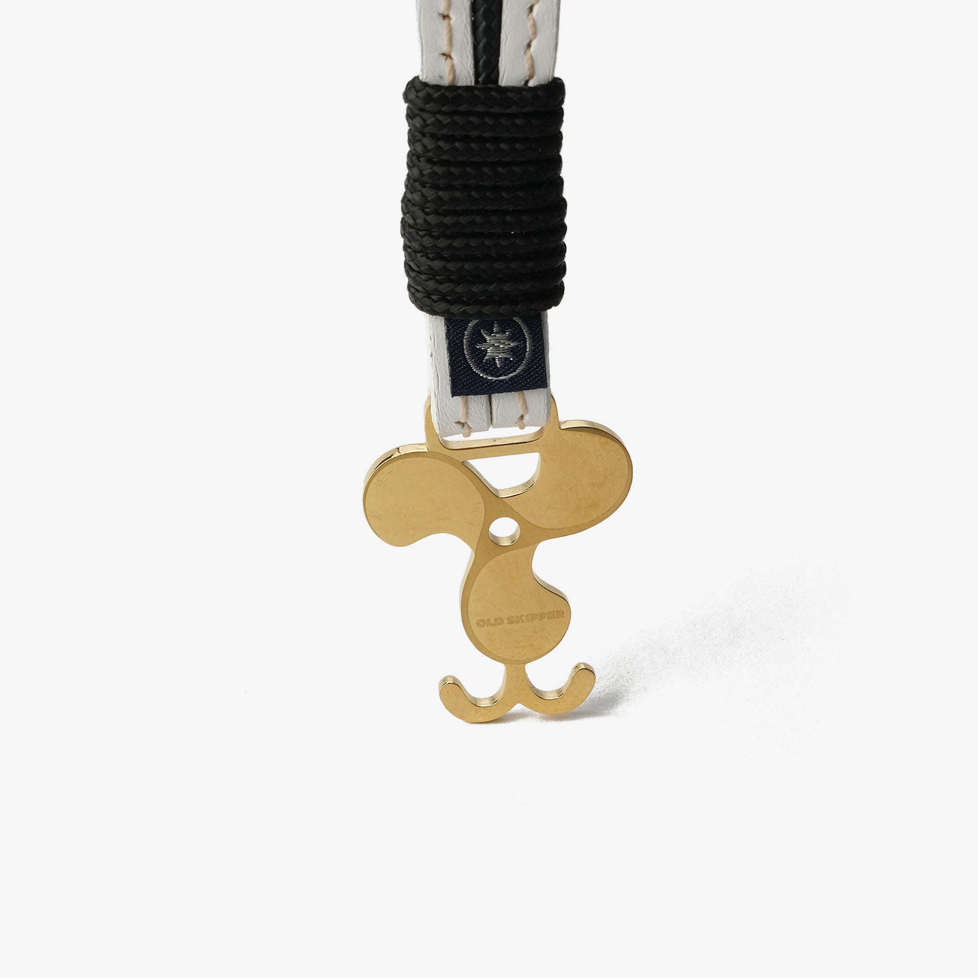 Old Skipper Ivory Luxe Propeller brățară piele albă aurie