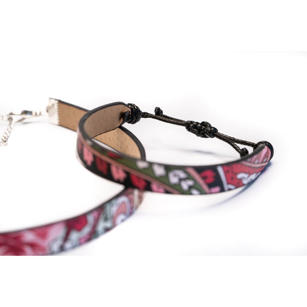 CrisFeather Abstract Roses set choker + bratara floral rosu
