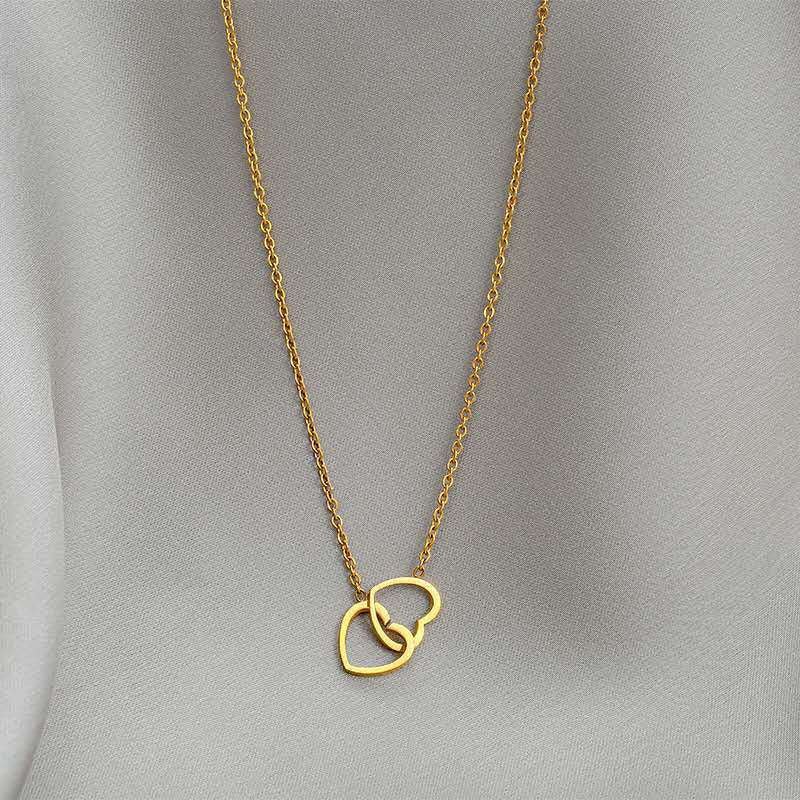 Lănțișor Rafini Inimioare Gold placat cu aur 18K reglabil