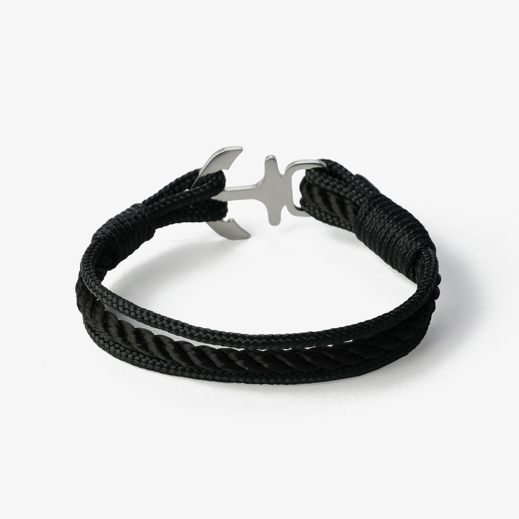 Old Skipper Midnight Onyx brățară ancoră neagră funie