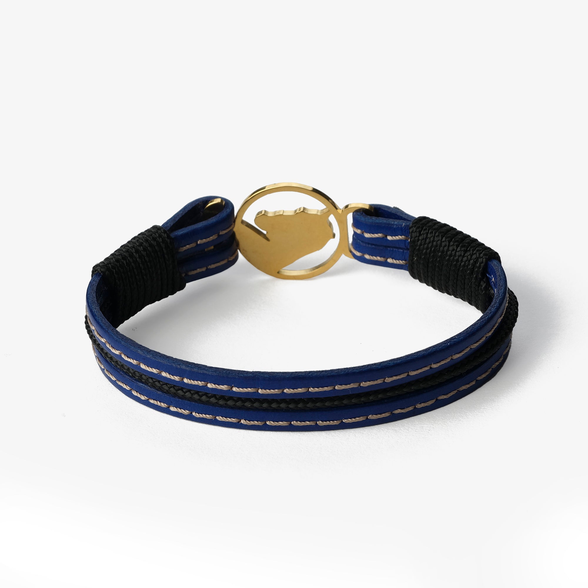 Old Skipper Azure Berry brățară piele albastră cusută cal