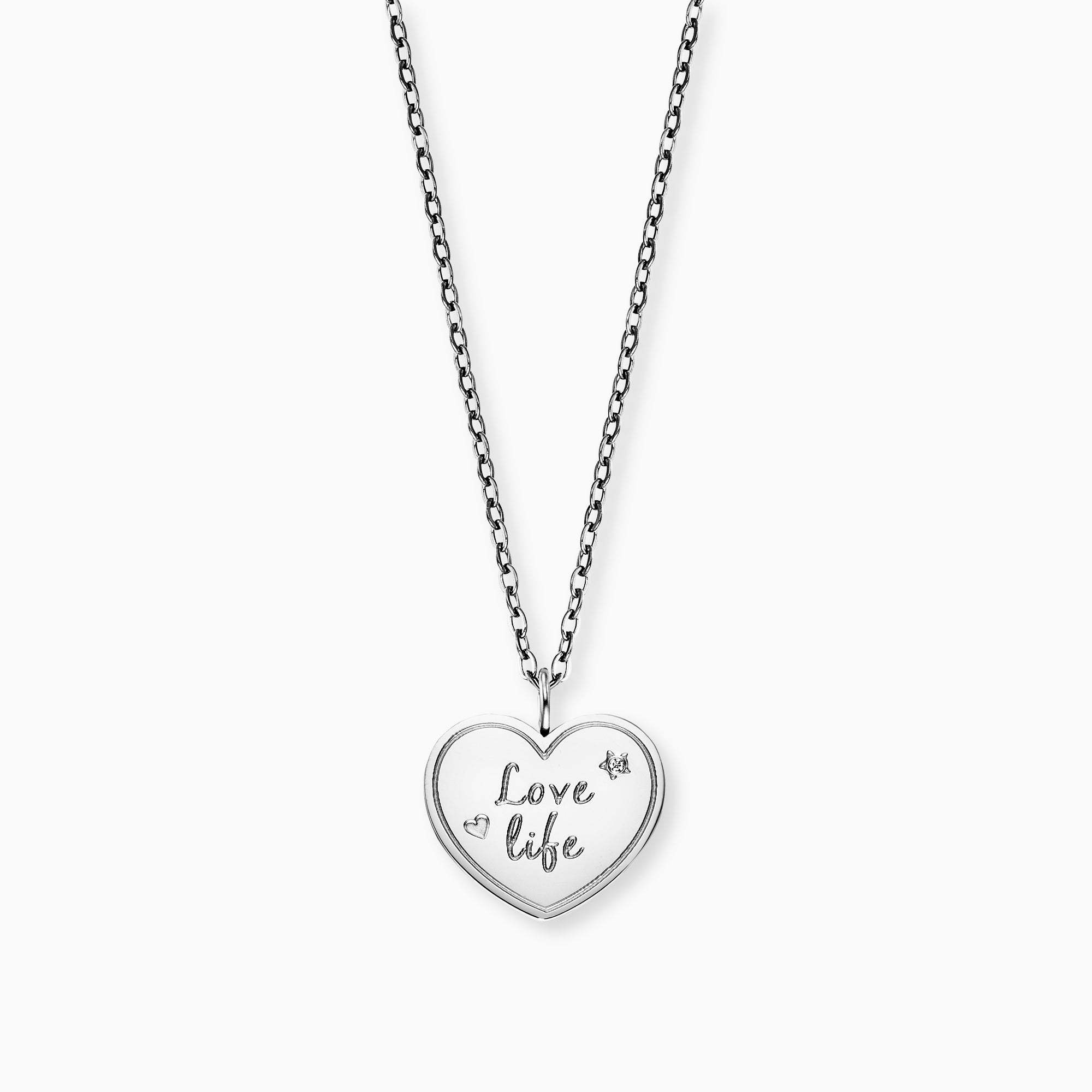 Engelsrufer MySteel Lantisor Inima Argintiu Love cu Felicitare