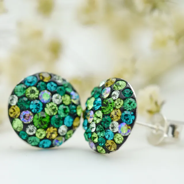 Margeluta.dincristal Big Chaton Ball Green cercei argint 925
