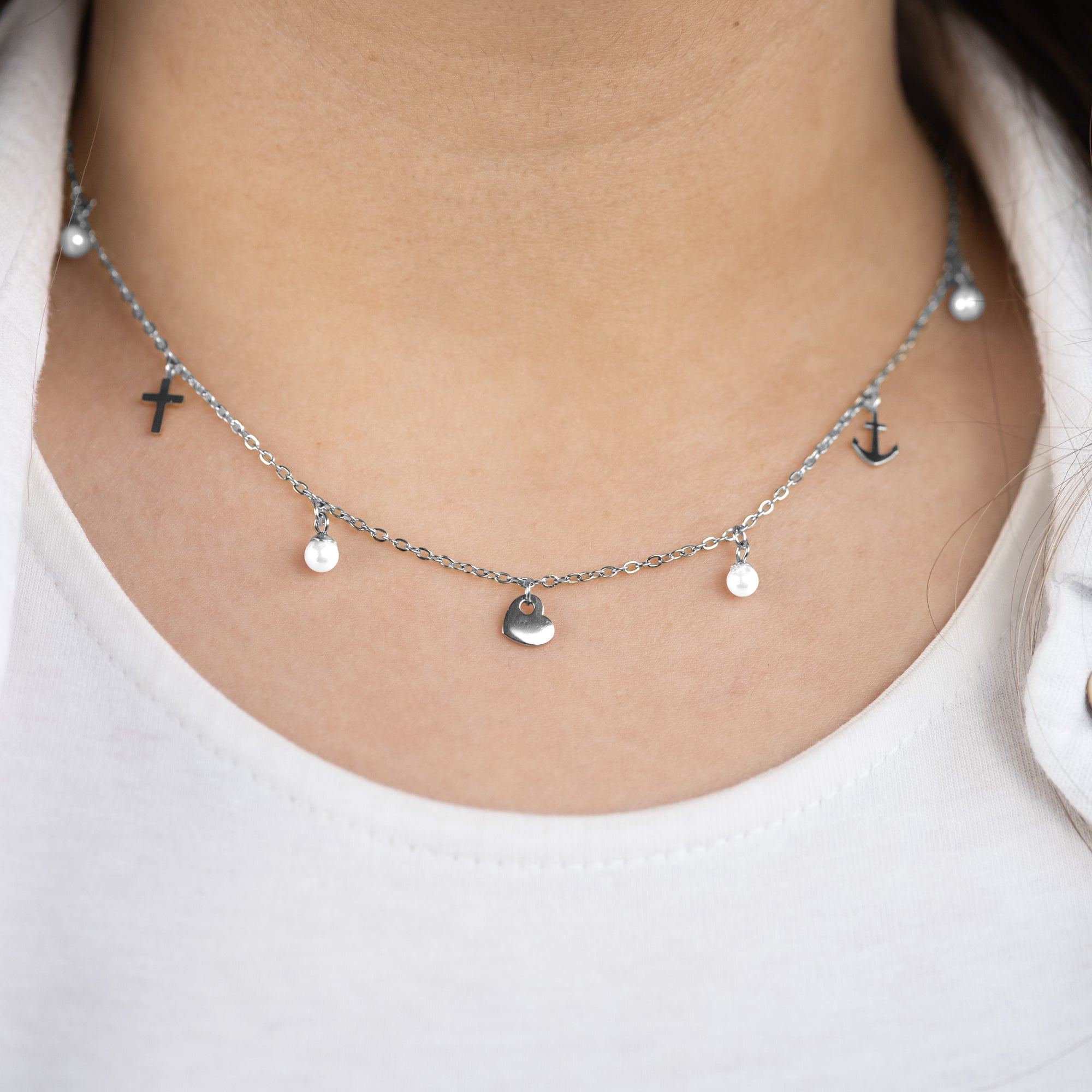 MySteel Faith Love Hope colier oțel cu felicitare