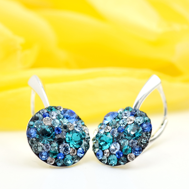 Margeluta.dincristal Chaton Regal Turquoise set argint 925 leverback