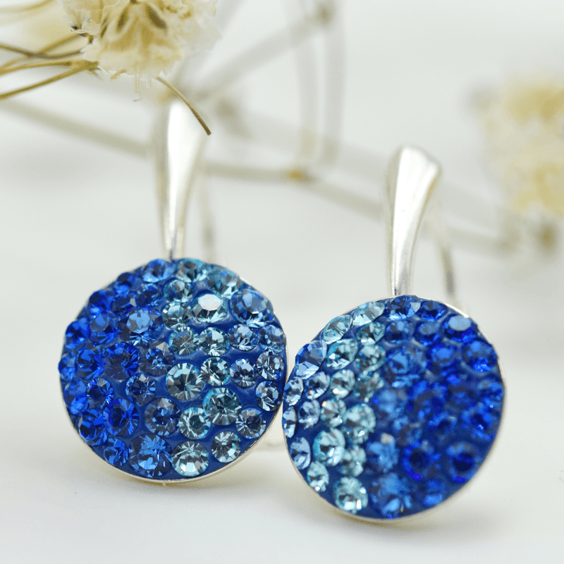 Margeluta din cristal Chaton Blue Degrade cercei argint 12 mm
