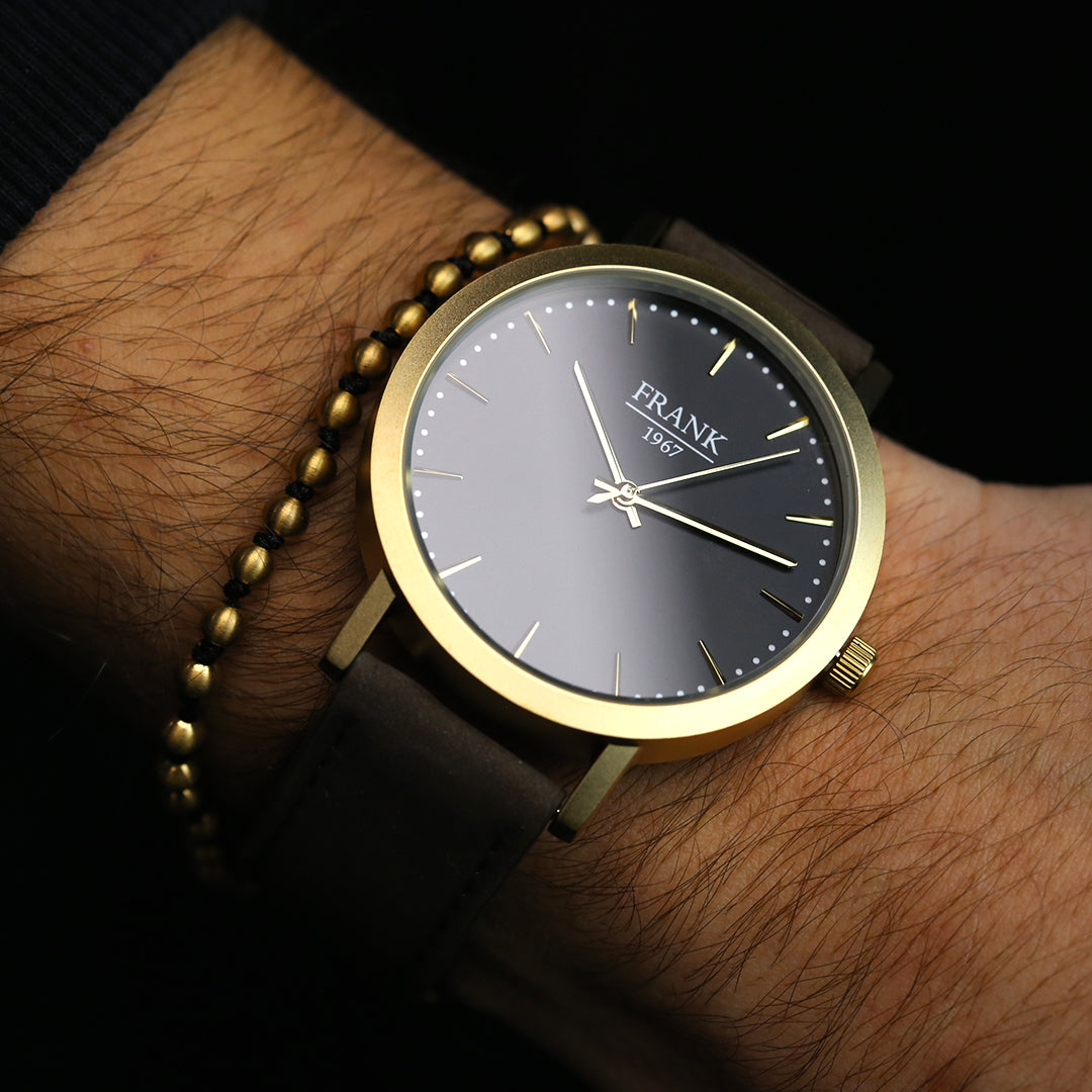 Frank 1967 Matte Steel Bead Cord brățară aurie oțel mat