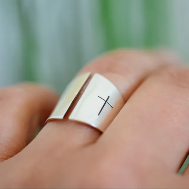 Margeluta Cruce inel reglabil argint 925 personalizat