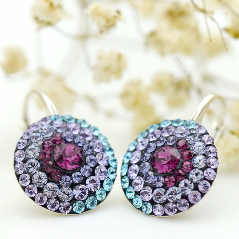 Margeluta.dincristal Purple Elegance cercei argint 925 mov 14 mm