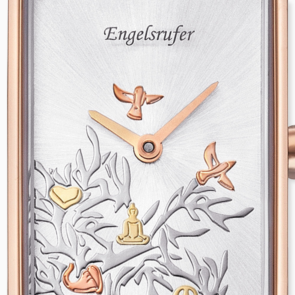Engelsrufer Tree of Life ceas damă oțel rose piele gri
