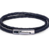 DualStax No.6 bratară piele bleumarin 3 mm clips inox