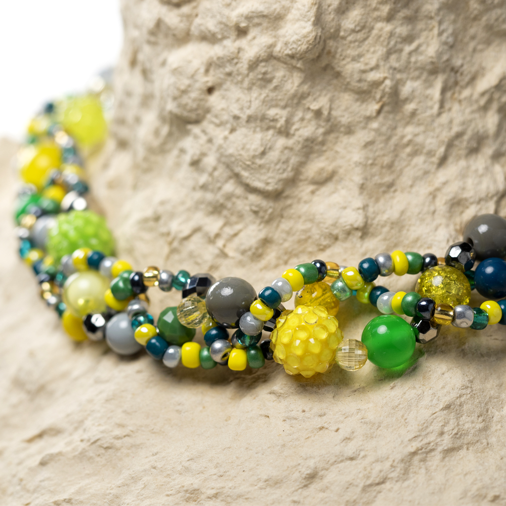 CrisFeather Nature Soul colier galben-verde mărgele