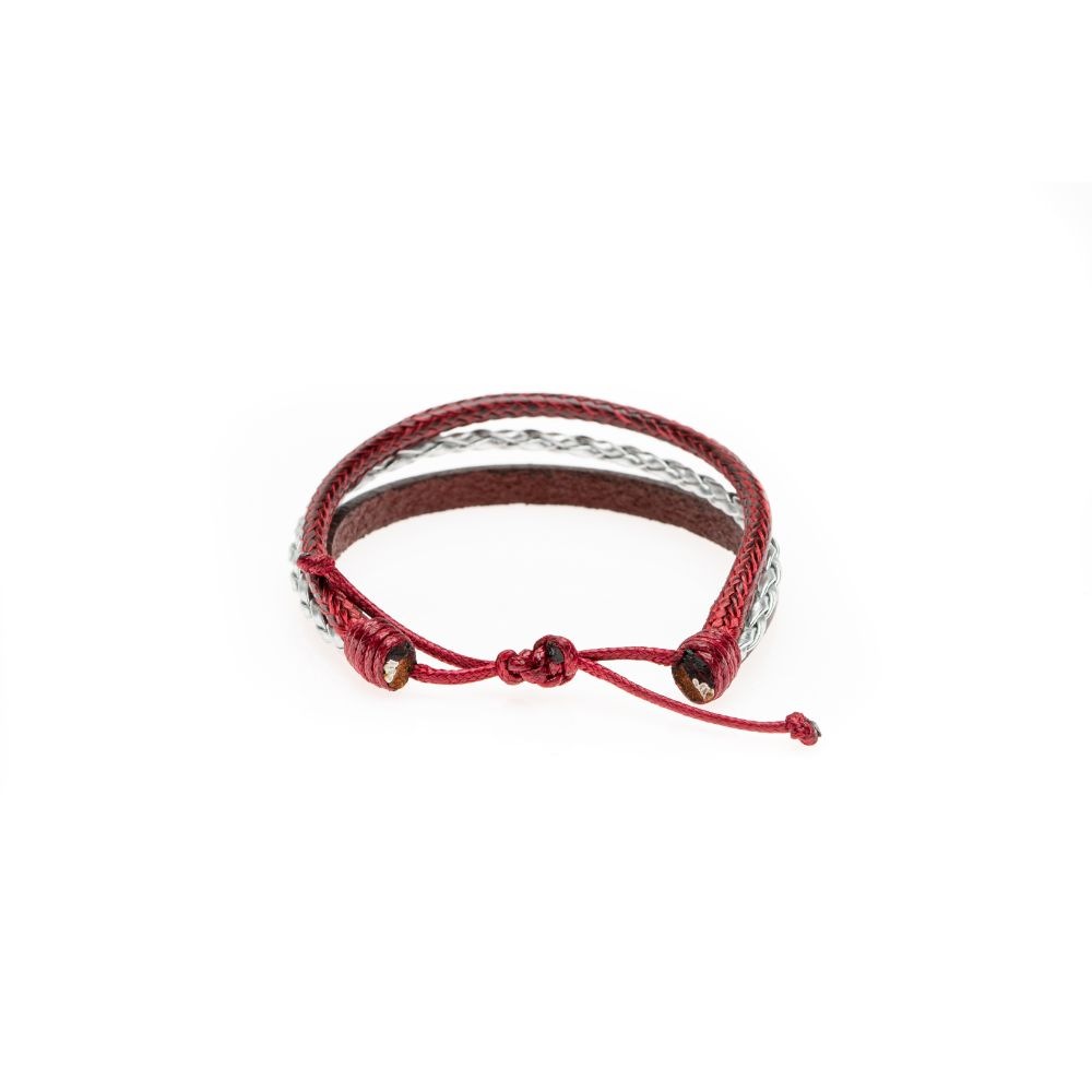 CrisFeather Unique brățară piele visiniu-argintiu