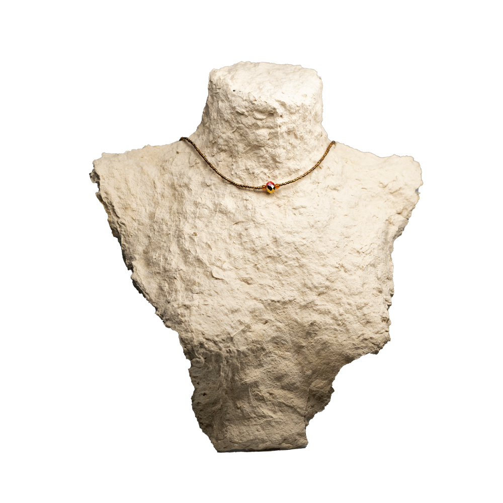 CrisFeather Gaia choker margele auriu cu cristal roșu