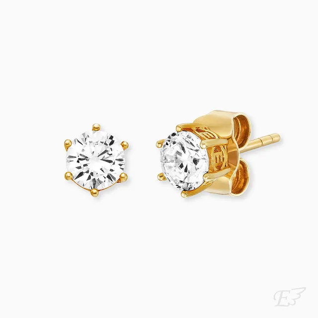 Engelsrufer Shiny Gold cercei argint aurii 5 mm zirconia