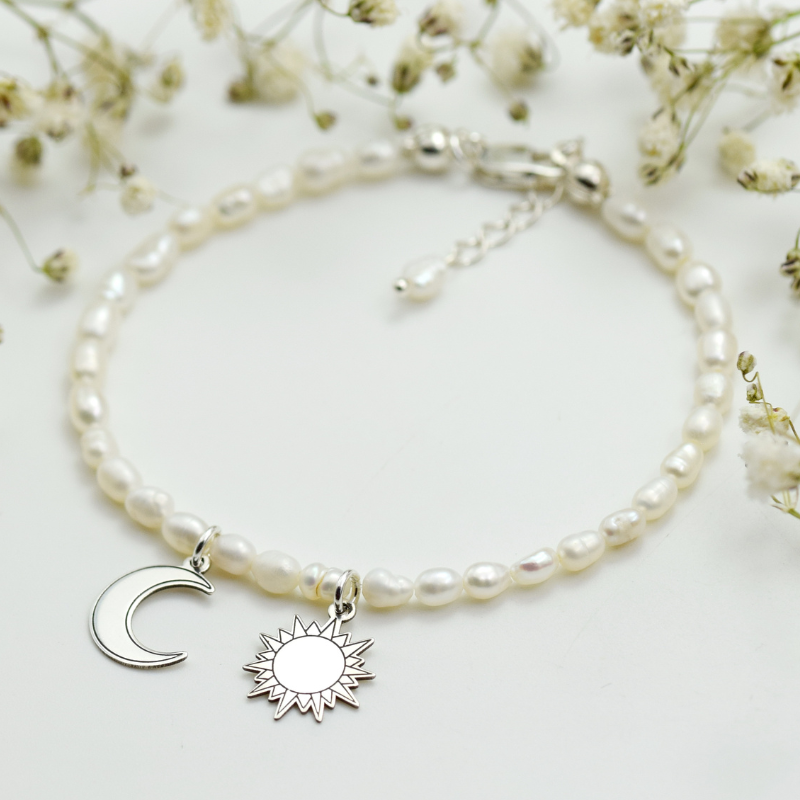 Margeluta.dincristal Soare si Luna set perle cultura argint 925