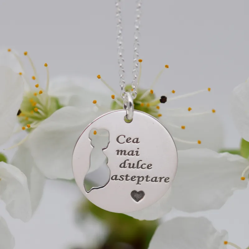 Margeluta.dincristal Cea mai dulce așteptare lănțișor bănuț argint 925 1,6cm