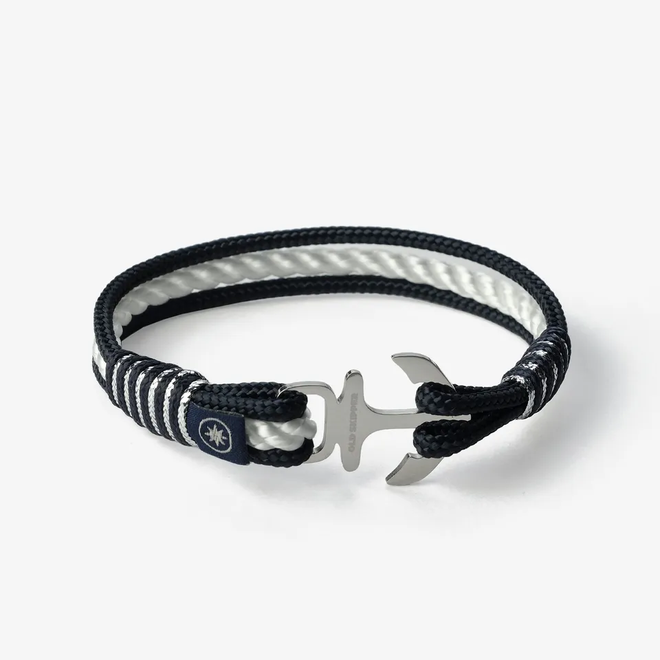 Old Skipper Pearl Tide brățară șnur bleu-perlă ancoră