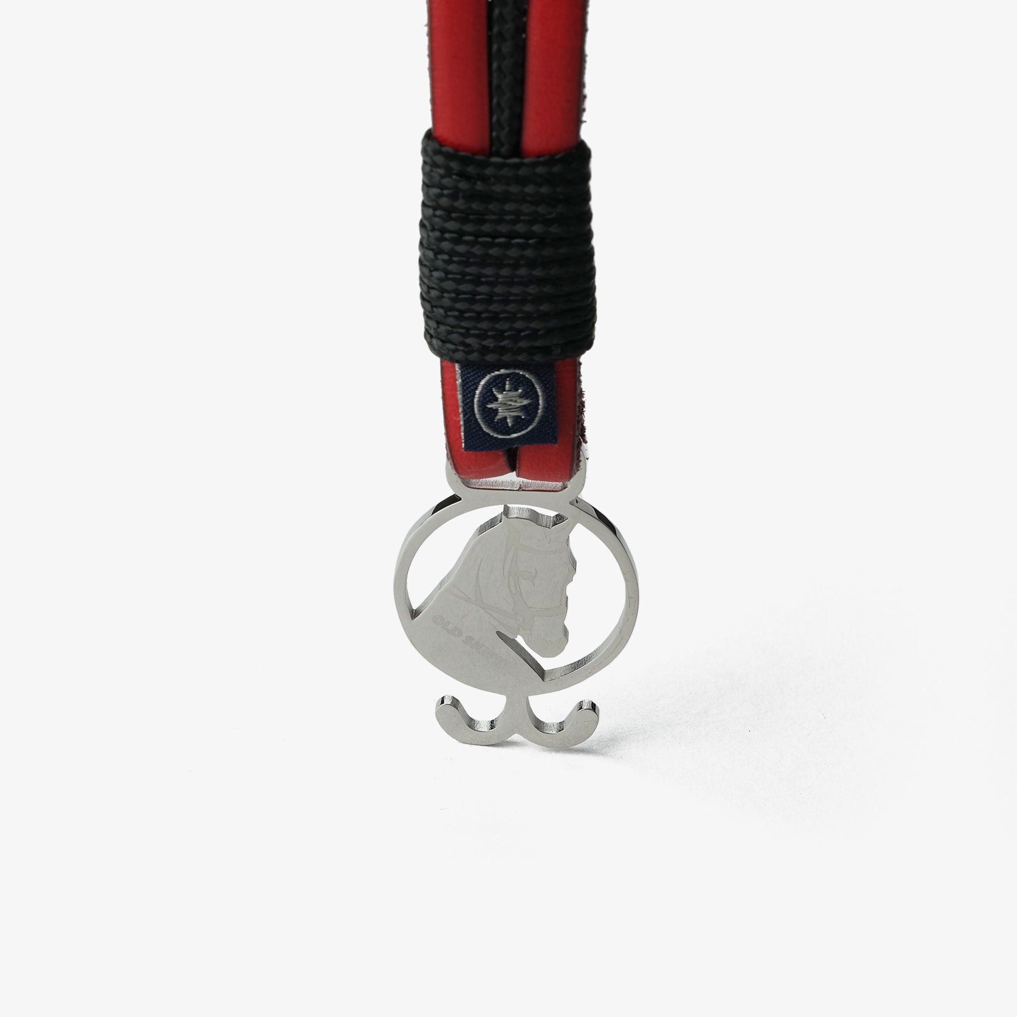Old Skipper Scarlet bratara piele ancora rosie