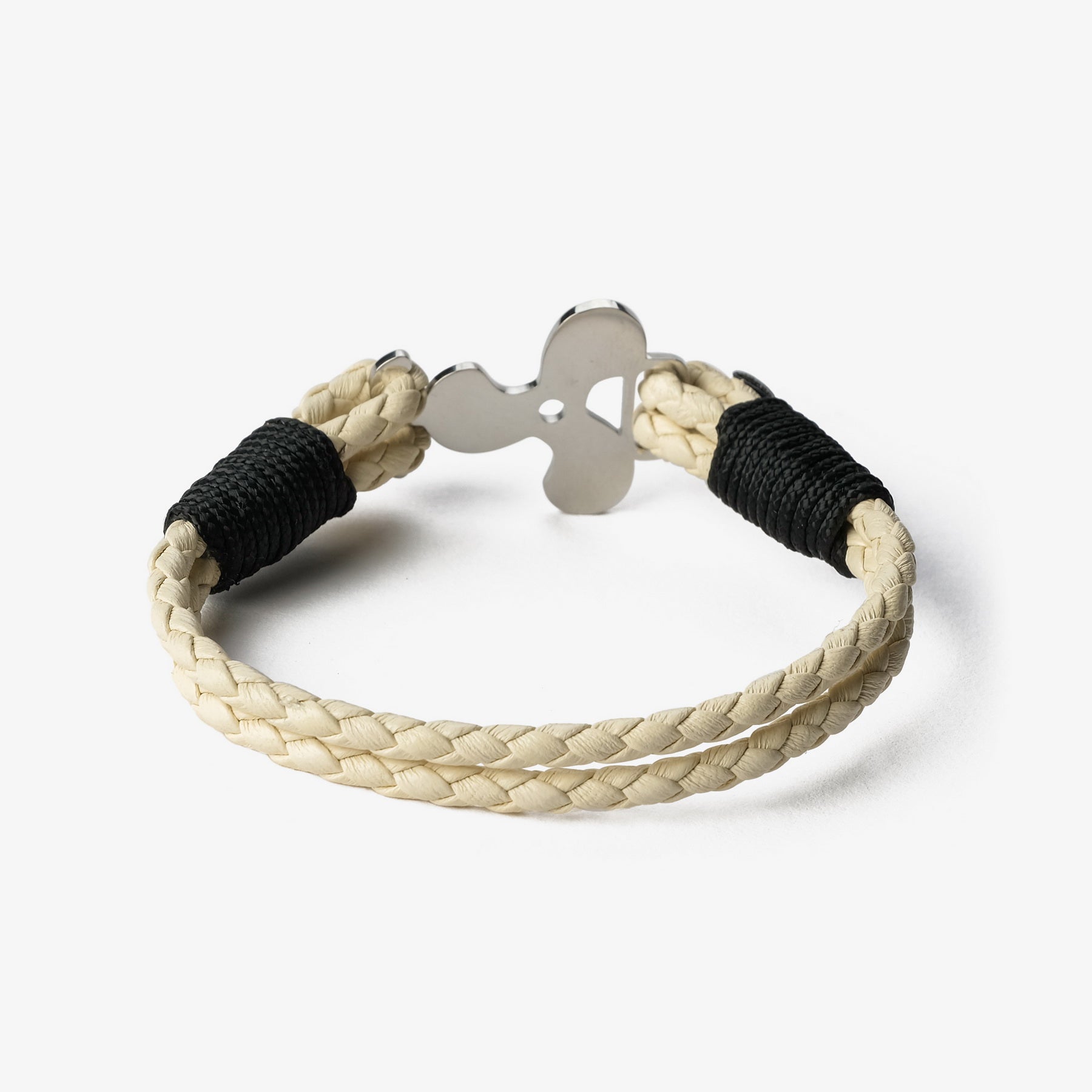 Old Skipper Sea Spray bratara piele impletita ancora ivory