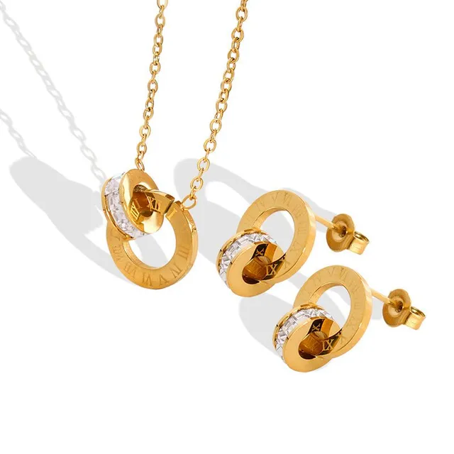 Rafini Simple set lantisor + cercei placat aur 18K