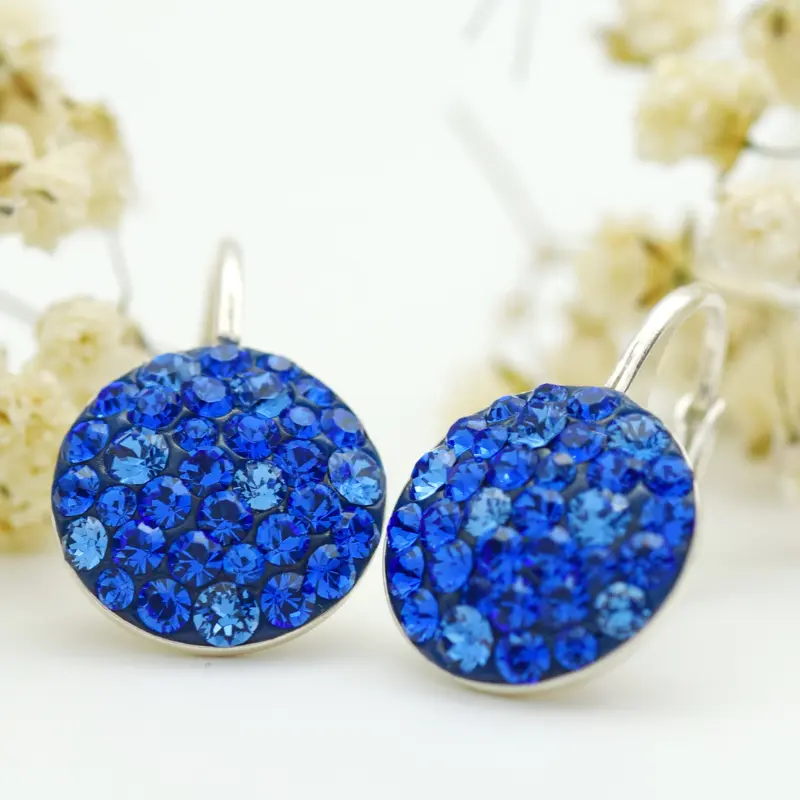 Margeluta.dincristal Chaton Ball Mystic Blue cercei argint 925