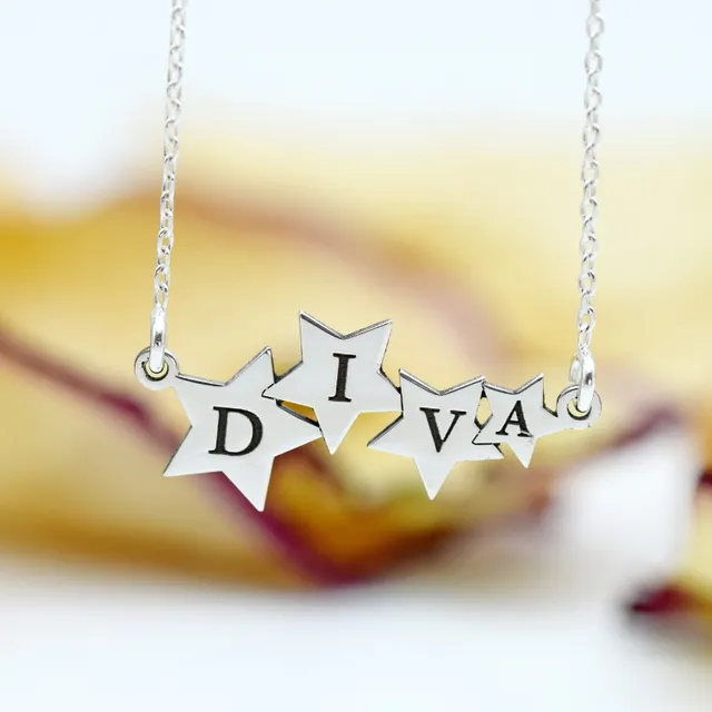 Margeluta.dincristal DIVA lănțișor steluțe argint personalizat