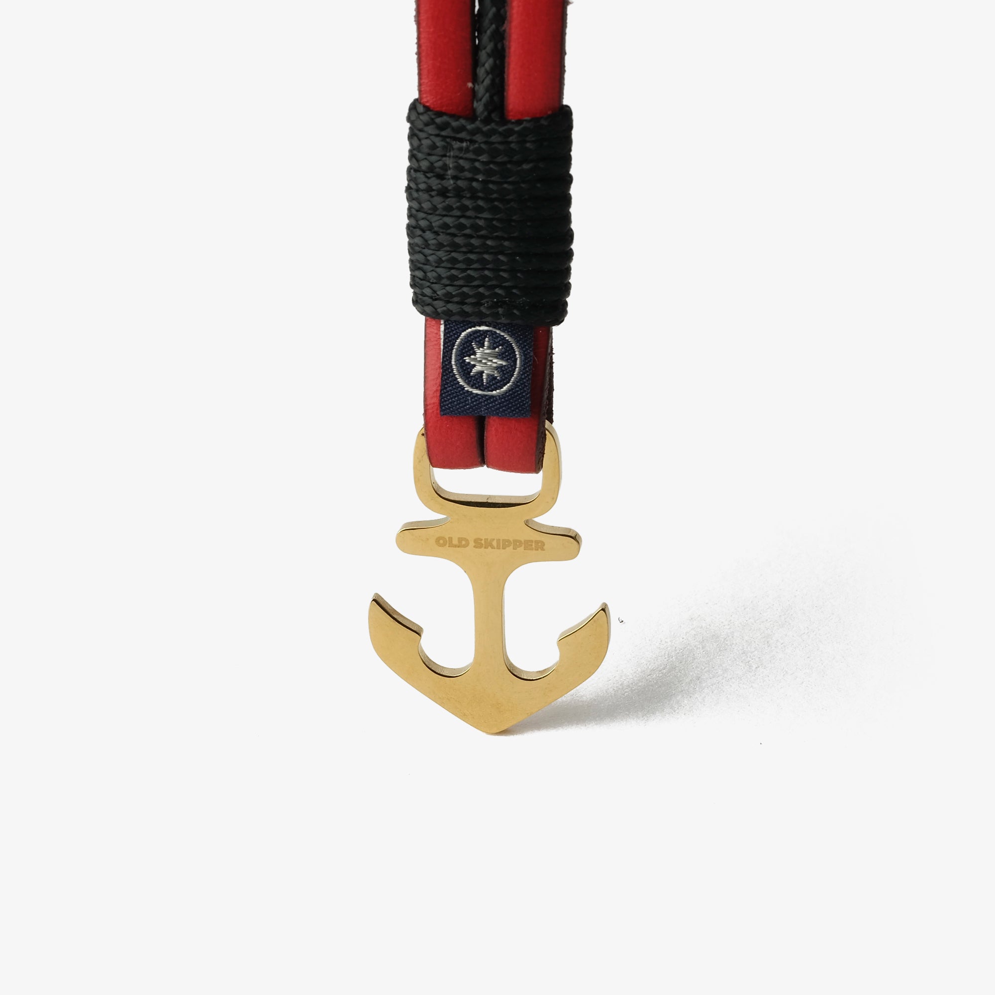 Old Skipper Scarlet Golden bratara piele ancora aurie 18 cm