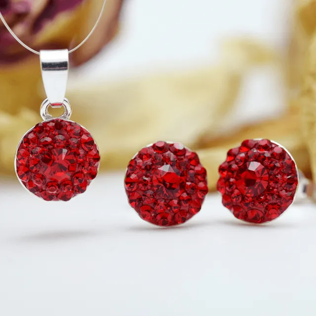 Chaton Ball All Red set cercei surub pandantiv argint rosu