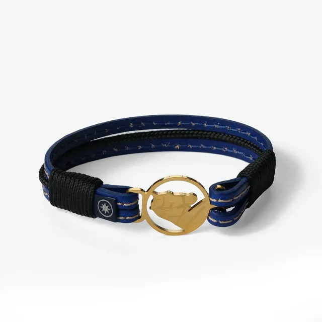 Old Skipper Azure Berry brățară piele albastră cusută cal