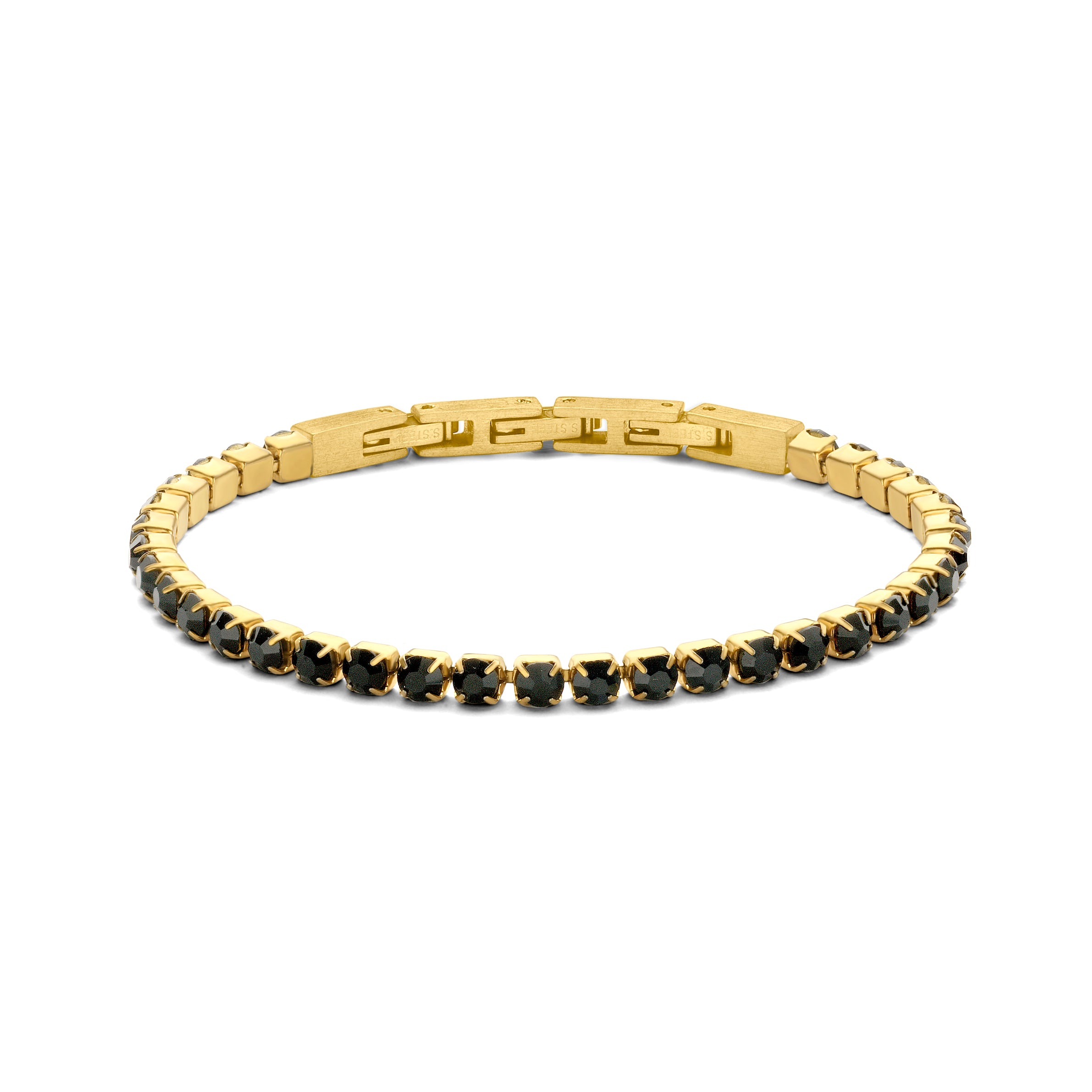 Frank 1967 bratara tennis neagra aurie zirconia 3MM