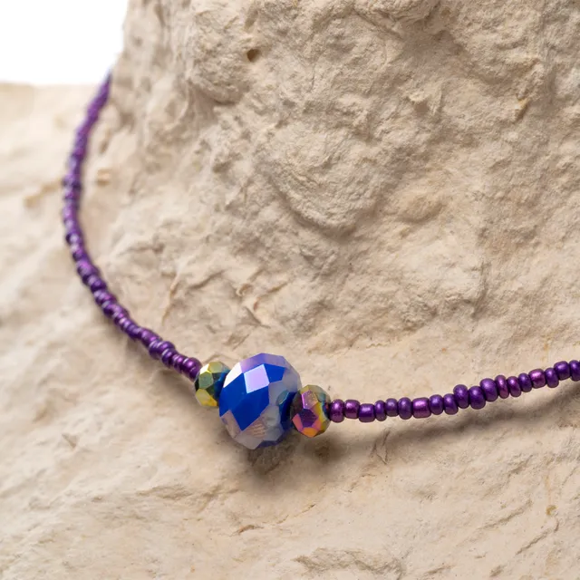 CrisFeather Fallon choker margele mov-albastru