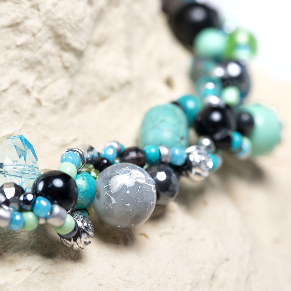 CrisFeather Nature Leda colier turquoise gri negru