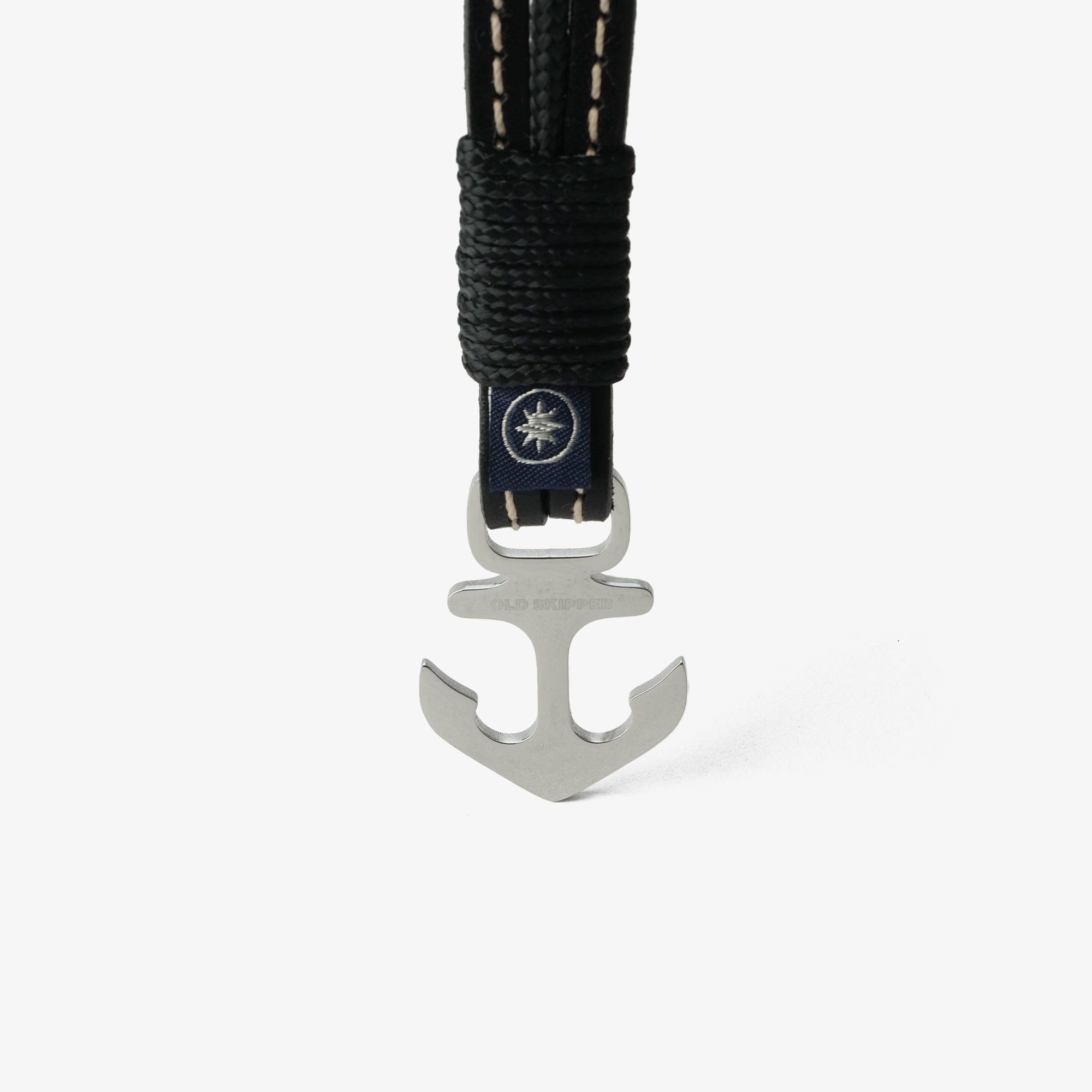 Old Skipper Midnight Noir Anchor bratara piele neagra