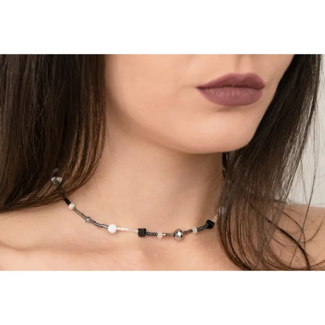 CrisFeather Estelle choker pietre howlite și piatra soarelui